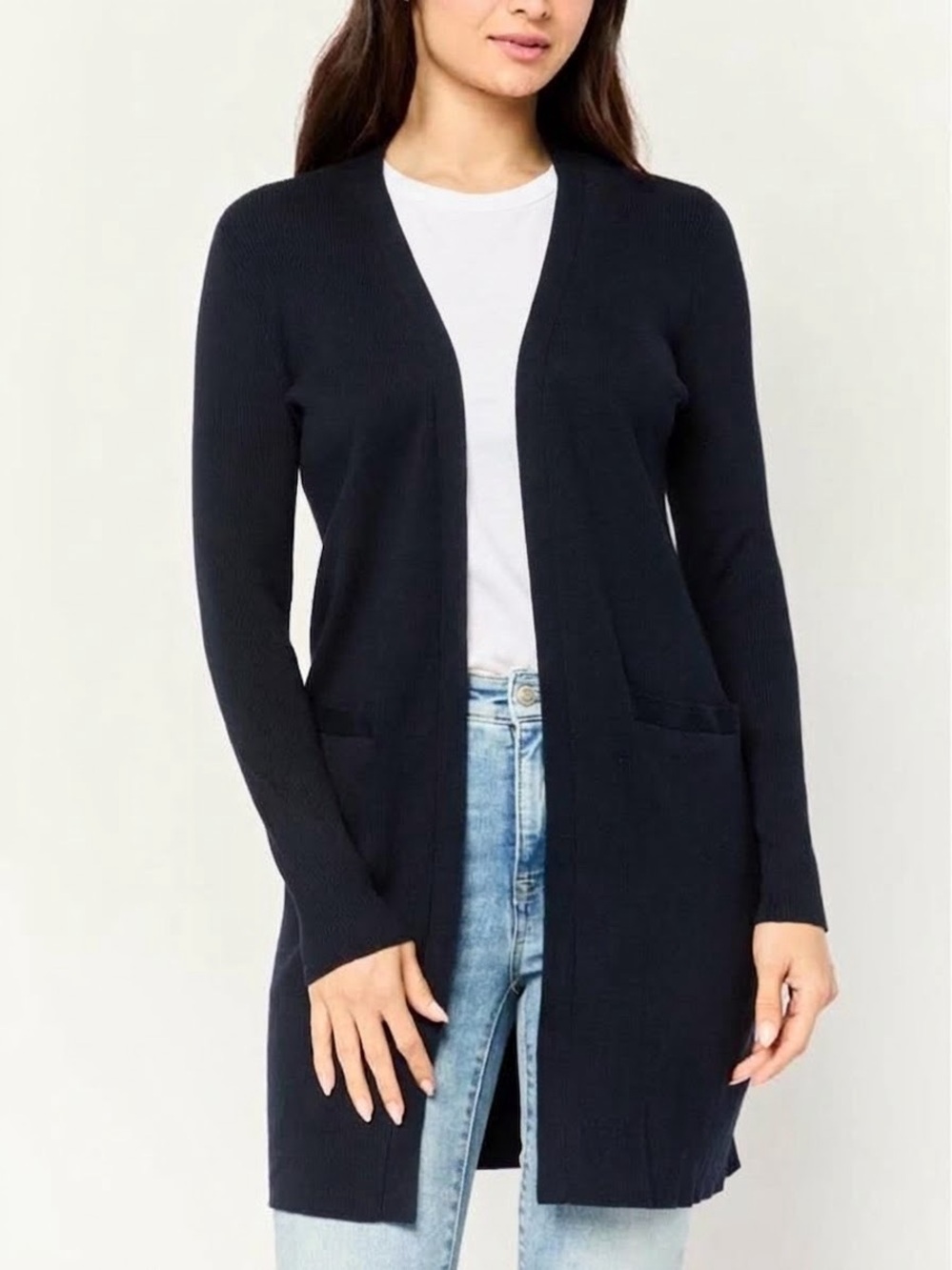 Ralph Lauren Navy Open-Front Long Cardigan